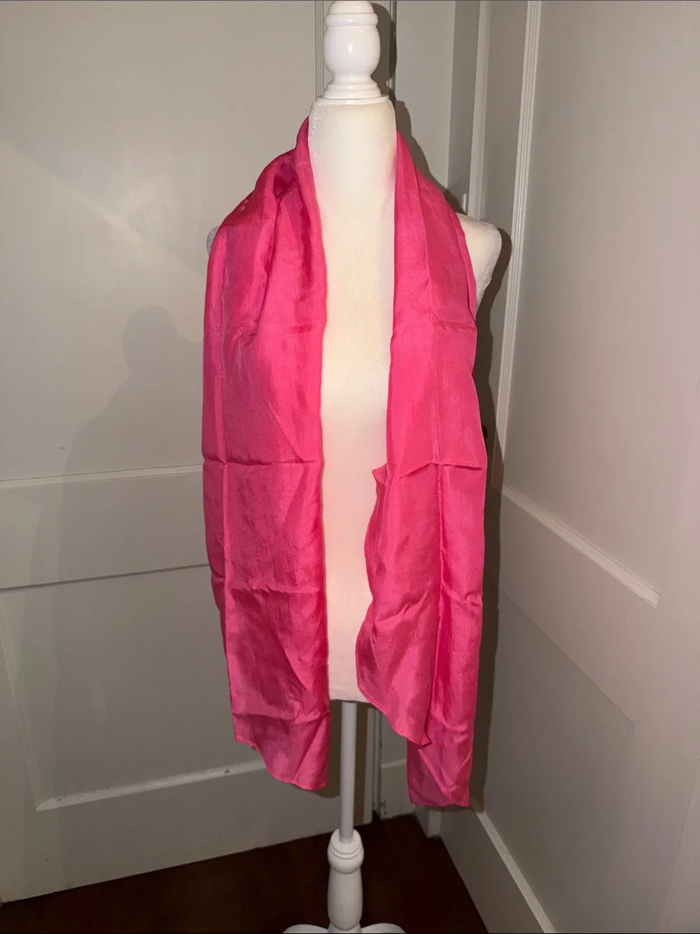 Vintage Luxurious Hot Pink Women's Satin Fashion Scarf